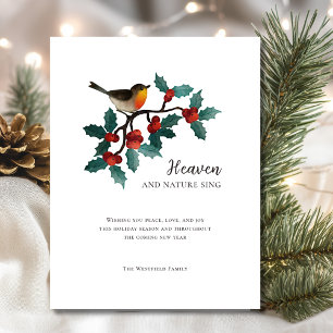 Tarjeta Festiva Cielo y naturaleza cantan Navidades de avispón de