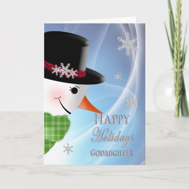 Tarjeta Festiva Cierre de Snowman - Navidades - Hija Diosa (Anverso)
