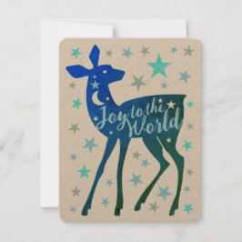 Tarjeta Festiva Ciervo Bebé & Estrellas Alegría al Mundo Plano