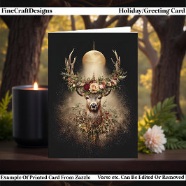 Tarjeta Festiva Ciervo de la Noche Más Larga, Yule y Solsticio de 
