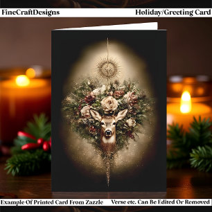 Tarjeta Festiva Ciervo del Año Giratorio, Yule y Solsticio de Invi
