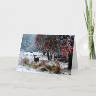 Tarjeta Festiva Ciervos en invierno