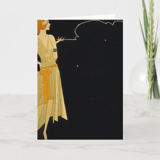 Tarjeta Festiva Cigarrillo para fumadores Art Deco (Anverso)