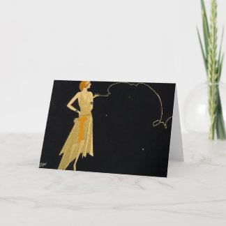 Tarjeta Festiva Cigarrillo que fuma de la mujer del art déco
