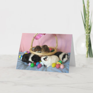 Tarjeta Festiva Cinco cerdos y una cesta