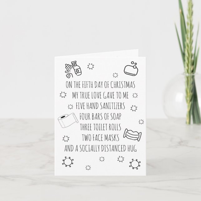 Tarjeta Festiva Cinco días divertidos para los Navidades de Covid (Anverso)