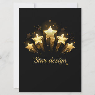 Tarjeta Festiva Cinco estrellas de oro en negro