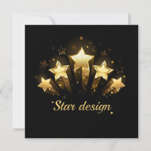Tarjeta Festiva Cinco estrellas de oro en negro