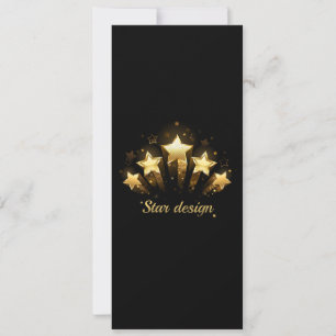 Tarjeta Festiva Cinco estrellas de oro sobre negro