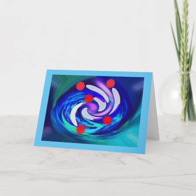 Tarjeta Festiva Cinco estrellas rojas (Anverso)