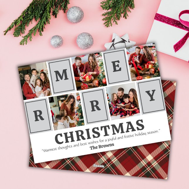 Tarjeta Festiva Cinco fotógrafos modernos, lindos y simples Navida (Front/Back )