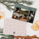 Tarjeta Festiva Cinco fotos del Punto Verde Del Boho Polka<br><div class="desc">Esta tarjeta de vacaciones con cinco fotos de boho polka dot es perfecta para su moderno saludo de vacaciones inspirado en una casa de campo bohemia. El clásico estilo rústico, aunque delicado, le confiere un aspecto muy original, conservándolo en lo lindo y sencillo. Los puntos de polka vienen en tonos...</div>