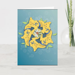 Tarjeta Festiva Cinco Gatos de Oro... Vacaciones