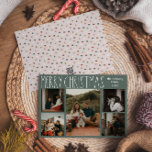 Tarjeta Festiva Cinco Navidades del Punto Verde del Boho Polka<br><div class="desc">Esta tarjeta de vacaciones de cinco fotos de boho polka Navidad es perfecta para su moderno saludo de vacaciones de bohemia inspirado en una casa de campo. El clásico estilo rústico, aunque delicado, le confiere un aspecto muy original, conservándolo en lo lindo y sencillo. Los puntos de polka vienen en...</div>