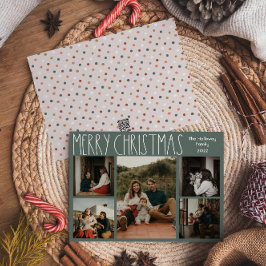 Tarjeta Festiva Cinco Navidades del Punto Verde del Boho Polka