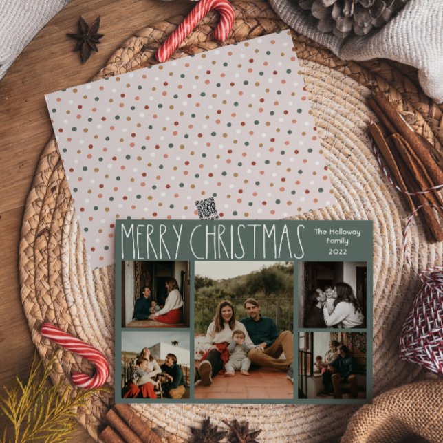 Tarjeta Festiva Cinco Navidades del Punto Verde del Boho Polka (Subido por el creador)
