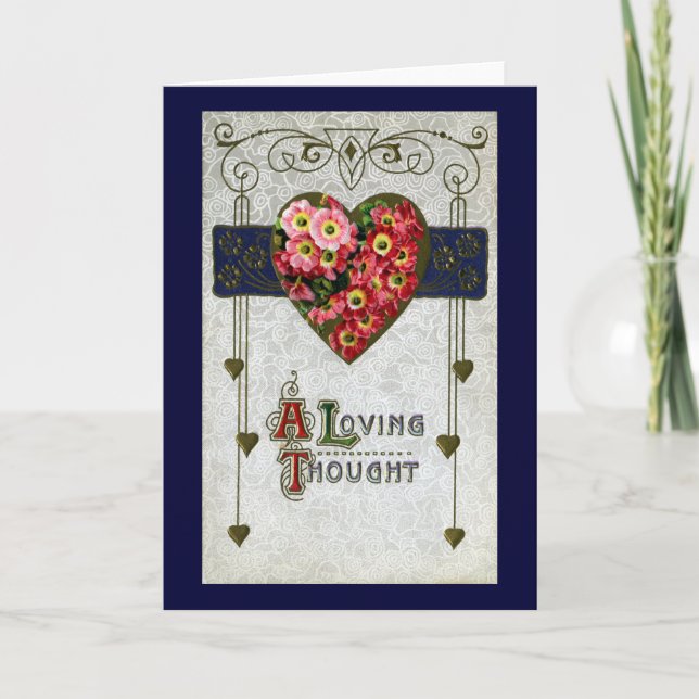 Tarjeta Festiva Cinerarias Vintage Valentine (Anverso)