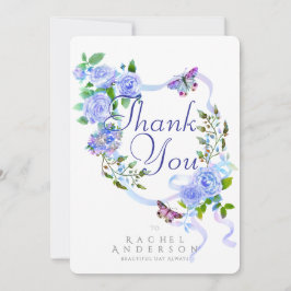 Tarjeta Festiva Cinta azul Rosa Gracias