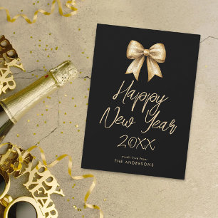 Tarjeta Festiva Cinta brillante Feliz Año Nuevo fondo negro