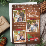 Tarjeta Festiva Cinta Cinta Cinta Cinta Cinta Cinta De Guión De Pi<br><div class="desc">La tarjeta navideña Merry Christmas 3 Collage de fotos con escritura de pincel moderno incluye cinta de artesanías rojas y camionetas de color de agua con árbol de Navidad. Madera rústica de campo con cadenas de luz.</div>