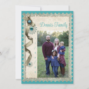 Tarjeta Festiva Cinta de copo de nieve de invierno y foto de damas