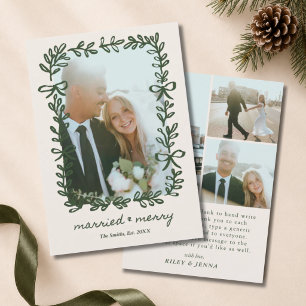 Tarjeta Festiva Cinta de Corona Caprichosa Recién Casados 4 Fotos
