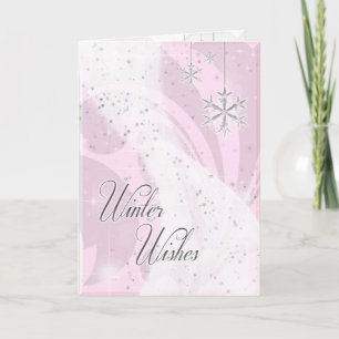 Tarjeta Festiva Cinta de estrella nevada (rosa)