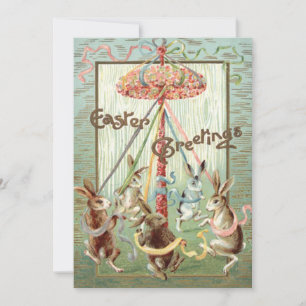 Tarjeta Festiva Cinta de la danza del Maypole del conejito de
