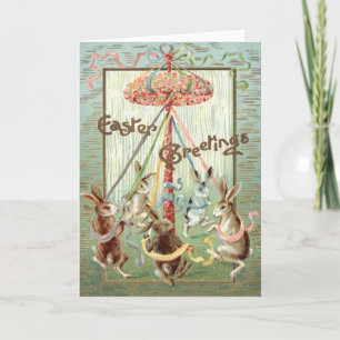Tarjeta Festiva Cinta de la danza del Maypole del conejito de