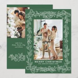 Tarjeta Festiva Cinta de lazo verde salvia navideña festiva 3 foto