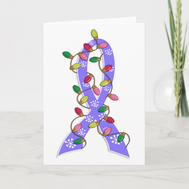 Tarjeta Festiva Cinta de Navidades de Cáncer de Estómago Ilumina (Anverso)
