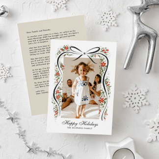 Tarjeta Festiva Cinta de Navidades festivos con Poinsettias