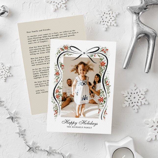 Tarjeta Festiva Cinta de Navidades festivos con Poinsettias (Subido por el creador)