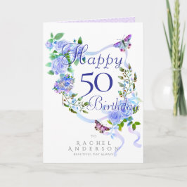 Tarjeta Festiva Cinta de Rosa Azul Cumpleaños