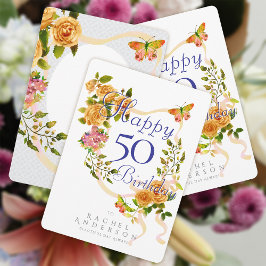 Tarjeta Festiva Cinta de Rosa Dorada Cumpleaños