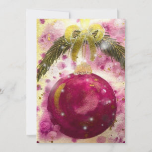 Tarjeta Festiva Cinta dorada brillante de burbuja magenta