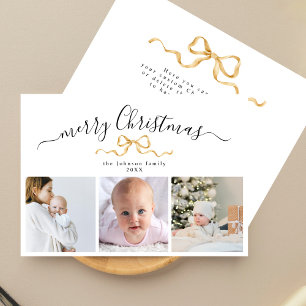 Tarjeta Festiva Cinta mínima de oro Tres Navidades de fotografía s