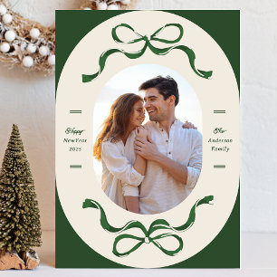 Tarjeta Festiva Cinta verde feliz año nuevo 2026 Foto