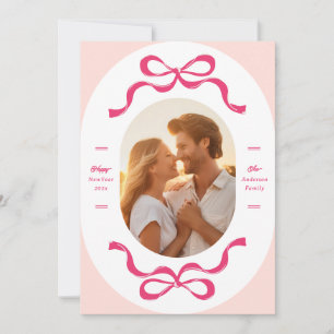 Tarjeta Festiva CINTAS de Feliz Año Nuevo Rosa 2027 Foto