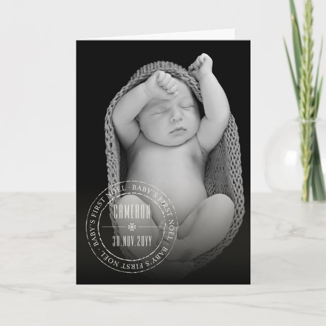 Tarjeta Festiva Círculo clásico estampado Sello bebé primer nolo f (Anverso)