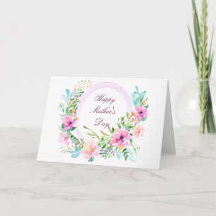 Tarjeta Festiva Círculo floral rosa personalizado Día de la Madre