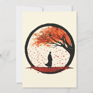 Tarjeta Festiva Círculo zenano de quietud otoño hojas caídas