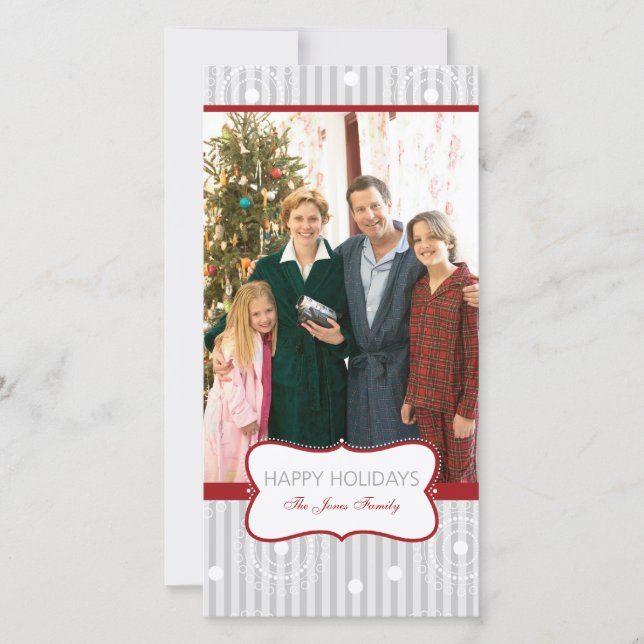 Tarjeta Festiva Círculos navidades - Plata roja (Anverso)