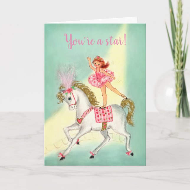 Tarjeta Festiva Circus Acrobat en Horse Valentine (Anverso)