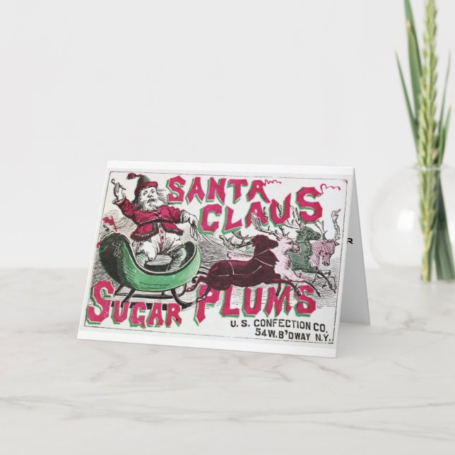Tarjeta Festiva Ciruelos del azúcar de Papá Noel (Anverso)