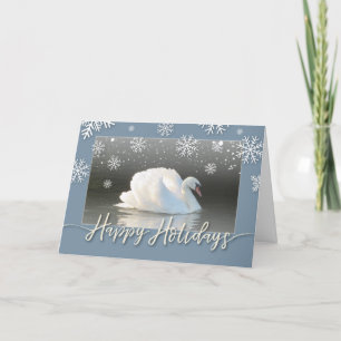 Tarjeta Festiva Cisne de Vacaciones Felices