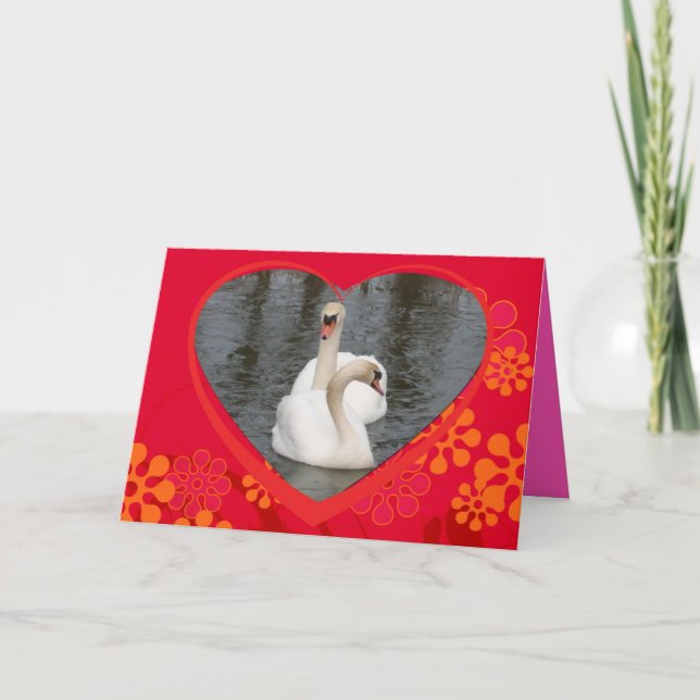 Tarjeta Festiva cisnes valentinos (Anverso)