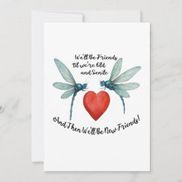 Tarjeta Festiva Cita de amistad de libélulas divertida BFF anciana