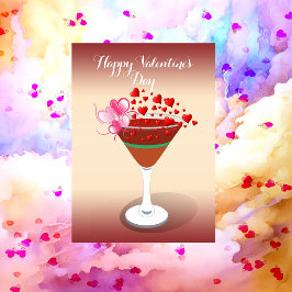 Tarjeta Festiva Cita de amor de cóctel Valentine Sweeping Hearts C