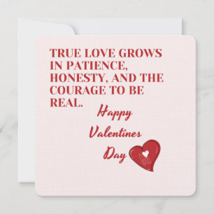 Tarjeta Festiva Cita de Amor Verdadero Crece Minimalista Día de Sa
